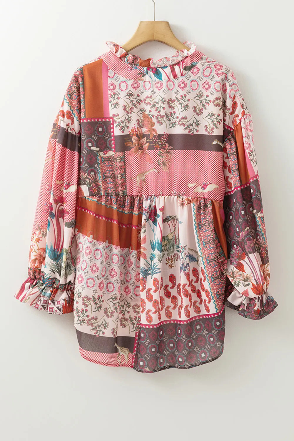 Sunset Mosaic Patchwork Blouse-Tops-Krush Kandy, Women's Online Fashion Boutique Located in Phoenix, Arizona (Scottsdale Area)