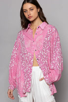 POL Button Down Long Sleeve Paisley Print Shirt-Krush Kandy, Women's Online Fashion Boutique Located in Phoenix, Arizona (Scottsdale Area)