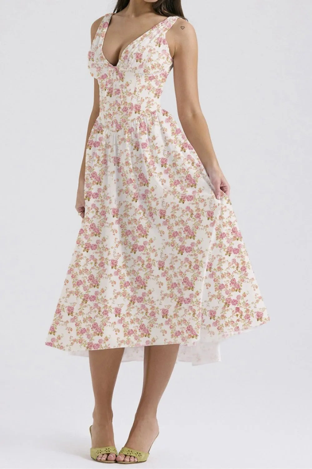 Floral V-Neck Sleeveless Midi Dress with Pockets-Dresses-Krush Kandy, Women's Online Fashion Boutique Located in Phoenix, Arizona (Scottsdale Area)