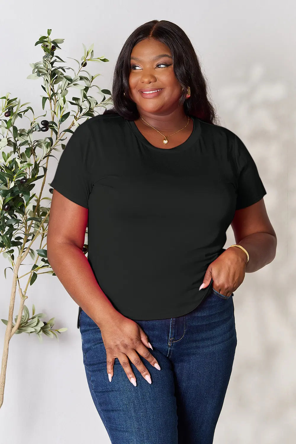 Basic Bae Full Size Round Neck Short Sleeve T-Shirt-Tops-Krush Kandy, Women's Online Fashion Boutique Located in Phoenix, Arizona (Scottsdale Area)