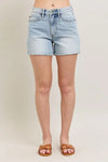 Judy Blue Full Size Frayed Hem High Rise Denim Shorts with Pockets Plus Size-Denim-Krush Kandy, Women's Online Fashion Boutique Located in Phoenix, Arizona (Scottsdale Area)