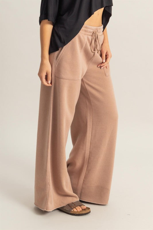 High Rise Wide Leg Drawstring Pants-Bottoms-Krush Kandy, Women's Online Fashion Boutique Located in Phoenix, Arizona (Scottsdale Area)