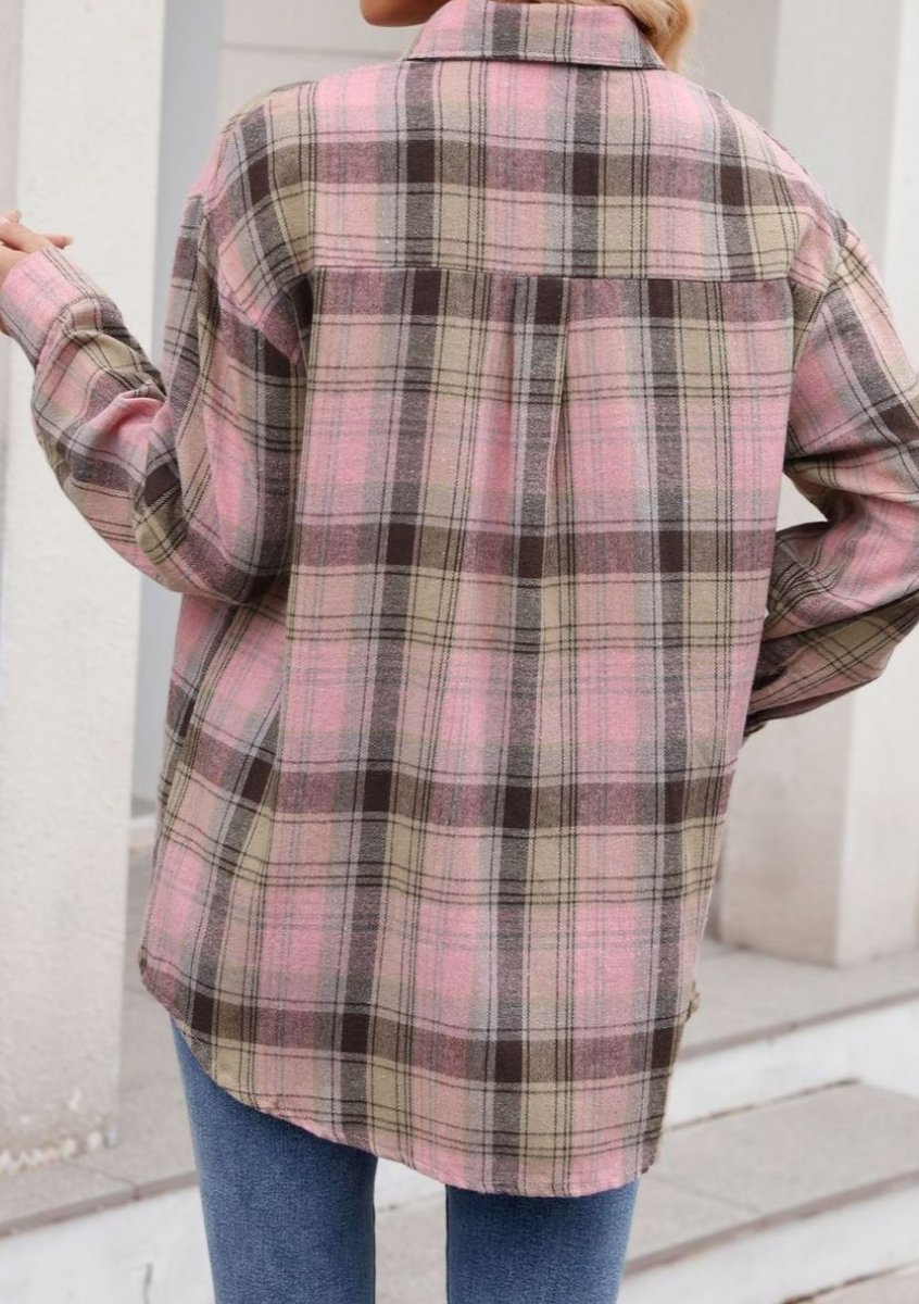 Mandy Plaid Button Up Long Sleeve Shirt-Long Sleeve Tops-Krush Kandy, Women's Online Fashion Boutique Located in Phoenix, Arizona (Scottsdale Area)