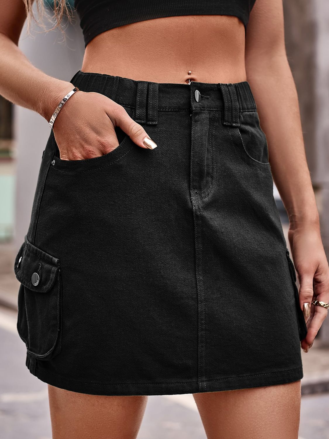 Denim Mini Skirt with Pockets-Krush Kandy, Women's Online Fashion Boutique Located in Phoenix, Arizona (Scottsdale Area)