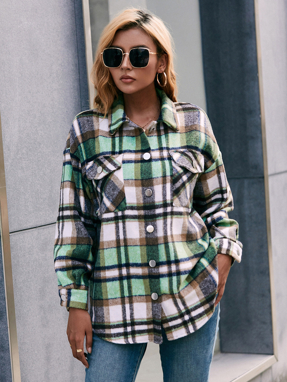 Ivy Lane Meet You Outside Plaid Button Down Curved Hem Shacket-Krush Kandy, Women's Online Fashion Boutique Located in Phoenix, Arizona (Scottsdale Area)