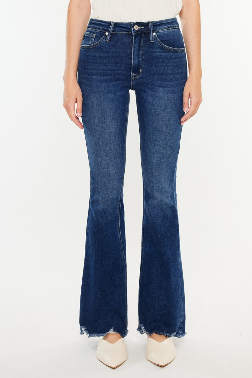 Kancan Cat's Whiskers Raw Hem Flare Jeans-Jeans-Krush Kandy, Women's Online Fashion Boutique Located in Phoenix, Arizona (Scottsdale Area)