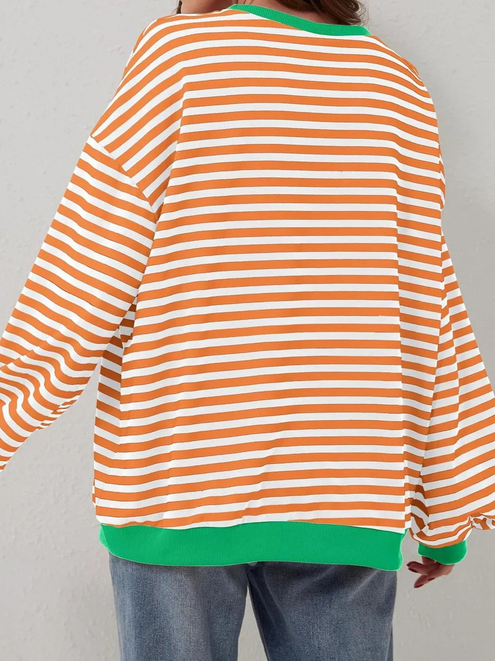 Lovelet Contrast Striped Long Sleeve Sweatshirt-Sweaters-Krush Kandy, Women's Online Fashion Boutique Located in Phoenix, Arizona (Scottsdale Area)