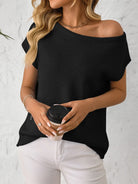 Mandy Boat Neck Short Sleeve Knit Top-Tops-Krush Kandy, Women's Online Fashion Boutique Located in Phoenix, Arizona (Scottsdale Area)
