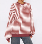 Striped Round Neck Long Sleeve Sweatshirt-Sweatshirt-Krush Kandy, Women's Online Fashion Boutique Located in Phoenix, Arizona (Scottsdale Area)