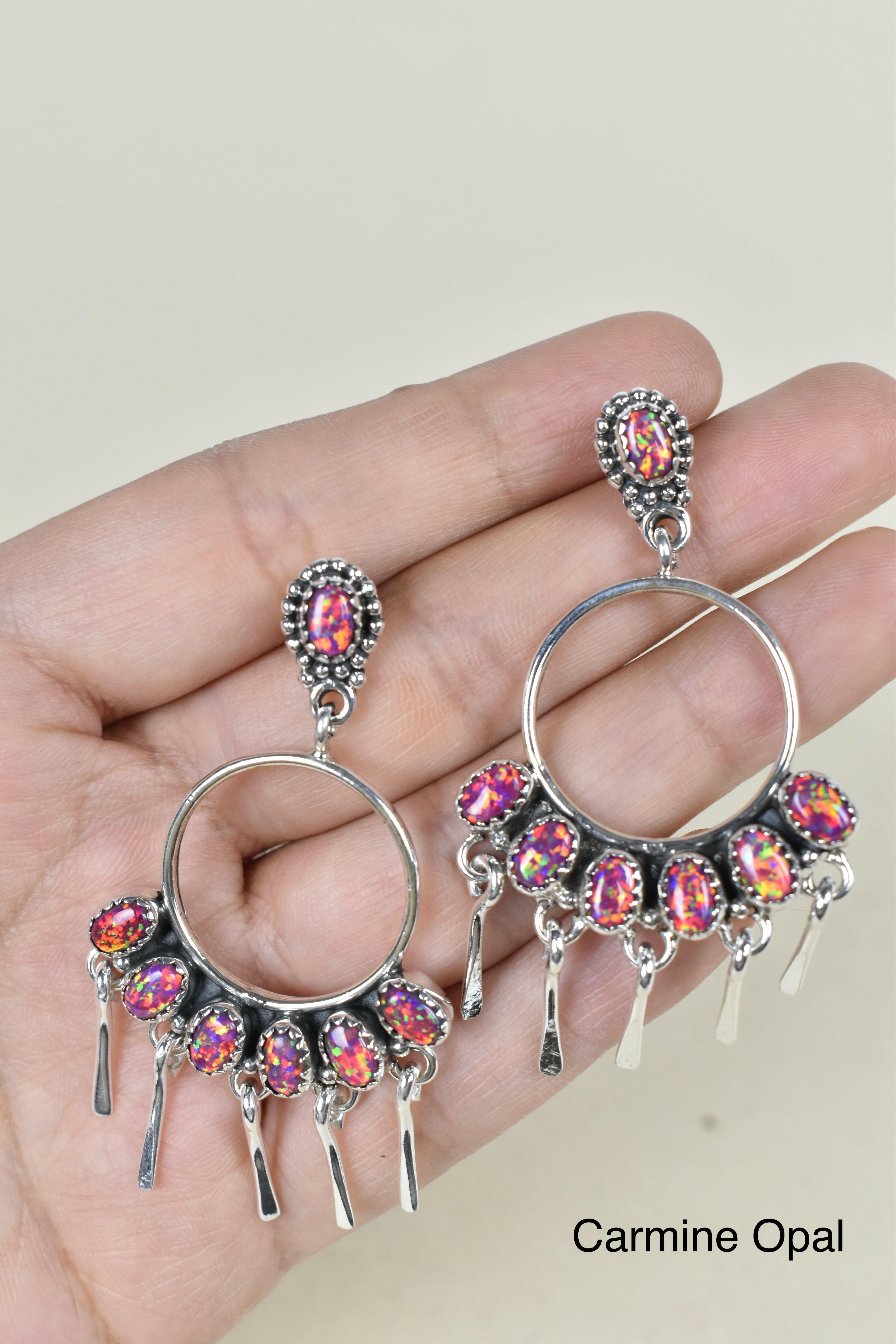 7 Jewel Hoop Studded Dangle Earring-Drop Earrings-Krush Kandy, Women's Online Fashion Boutique Located in Phoenix, Arizona (Scottsdale Area)