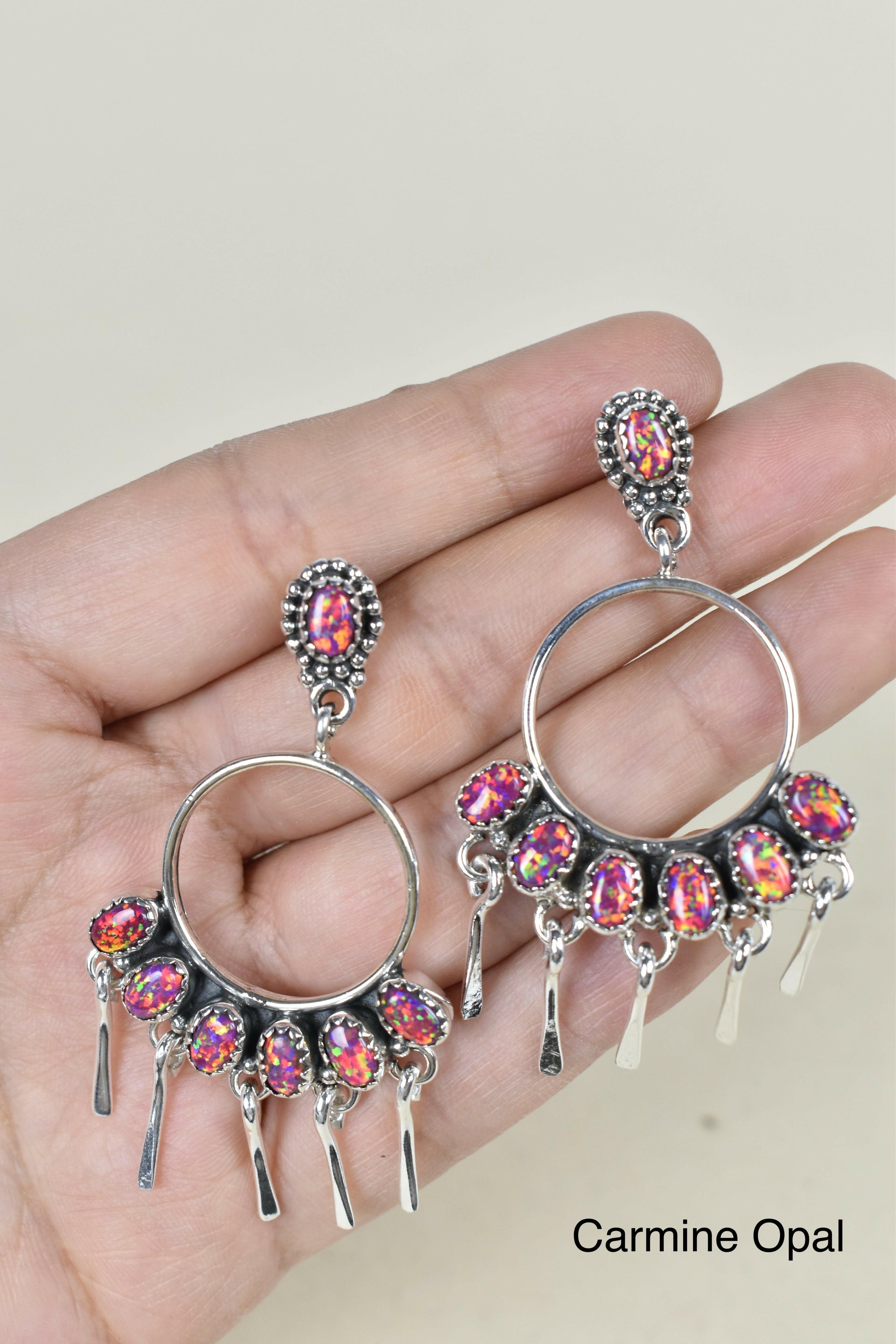 7 Jewel Hoop Studded Dangle Earring-Drop Earrings-Krush Kandy, Women's Online Fashion Boutique Located in Phoenix, Arizona (Scottsdale Area)