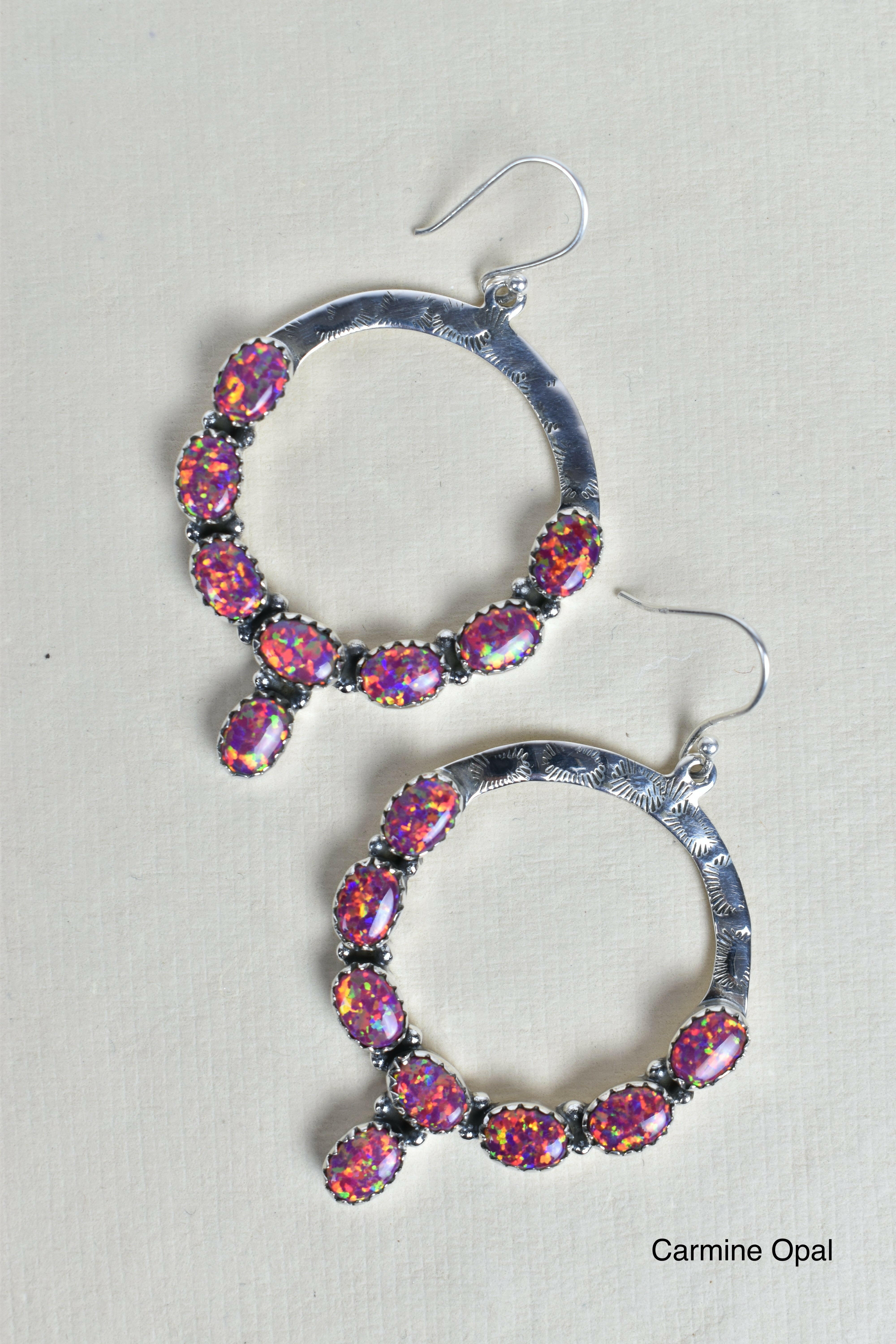 Hammered Hoop & Gemmed Loop Earring-Hoop Earrings-Krush Kandy, Women's Online Fashion Boutique Located in Phoenix, Arizona (Scottsdale Area)