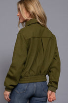 Long Sleeve Lapel Collar Soft Felt Bomber Jacket-Jackets-Krush Kandy, Women's Online Fashion Boutique Located in Phoenix, Arizona (Scottsdale Area)