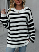 Striped Dropped Shoulder Sweater-Sweaters-Krush Kandy, Women's Online Fashion Boutique Located in Phoenix, Arizona (Scottsdale Area)