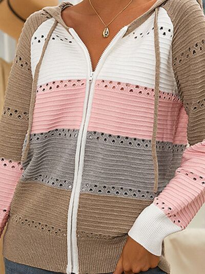 Triple Scoop Color Block Hooded Sweater-Sweaters-Krush Kandy, Women's Online Fashion Boutique Located in Phoenix, Arizona (Scottsdale Area)