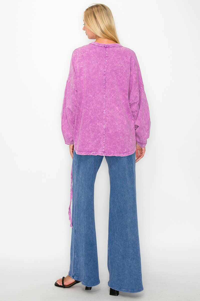 Wander Free Mineral Washed Boho Sweatshirt-Bottoms-Krush Kandy, Women's Online Fashion Boutique Located in Phoenix, Arizona (Scottsdale Area)