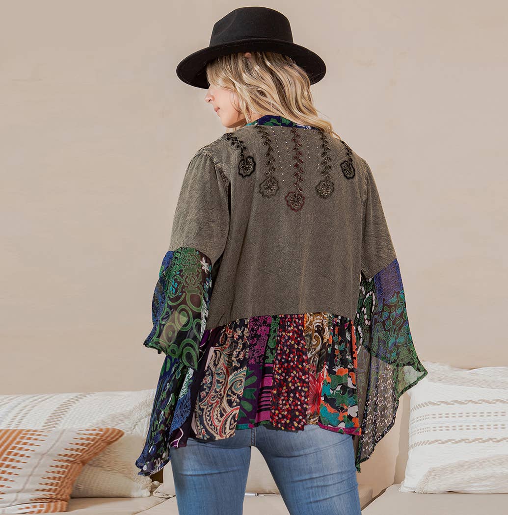 Boho Patchwork Kimono-kimono-Krush Kandy, Women's Online Fashion Boutique Located in Phoenix, Arizona (Scottsdale Area)