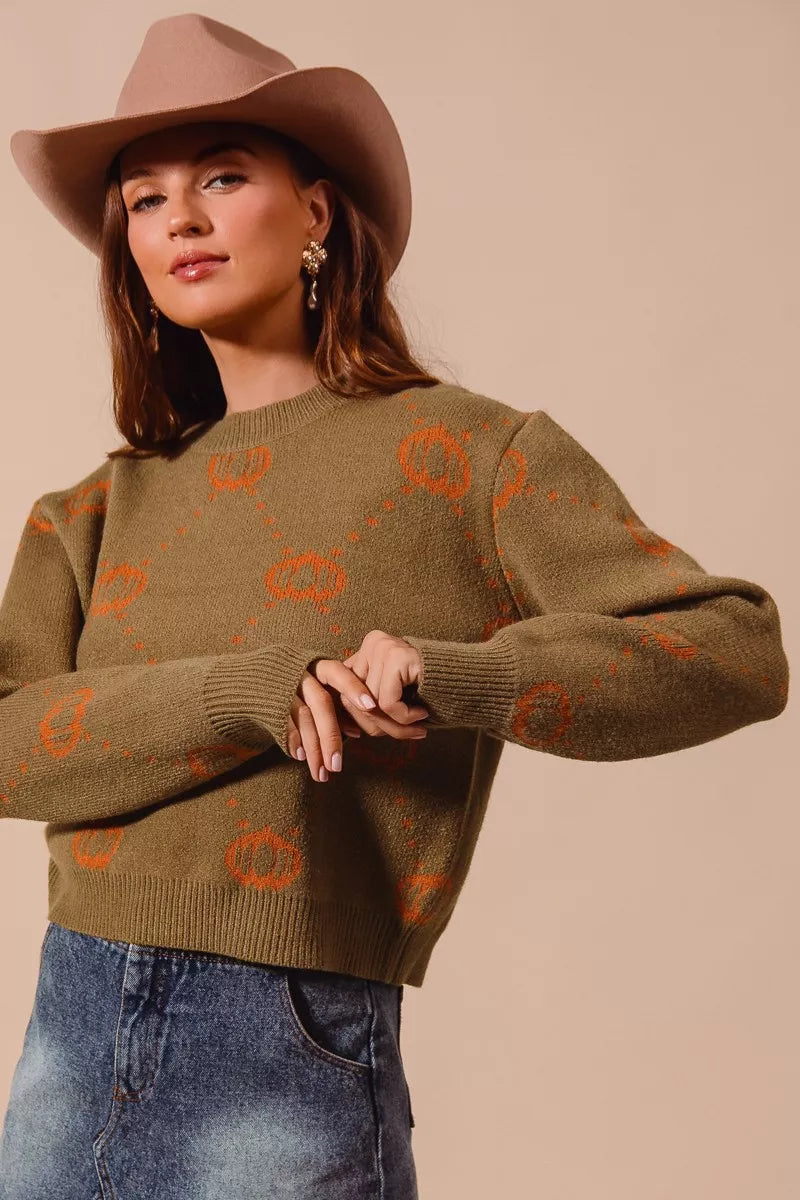 SO ME Pumpkin Rhombus Halloween Thanksgiving Sweater-Sweater-Krush Kandy, Women's Online Fashion Boutique Located in Phoenix, Arizona (Scottsdale Area)