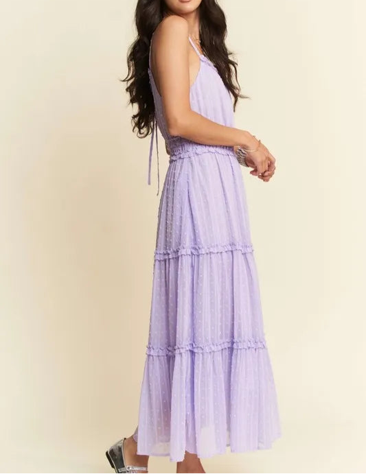 Davi & Dani Texture Swiss Dot Ruffle Square Neck Midi Dress-Dresses-Krush Kandy, Women's Online Fashion Boutique Located in Phoenix, Arizona (Scottsdale Area)