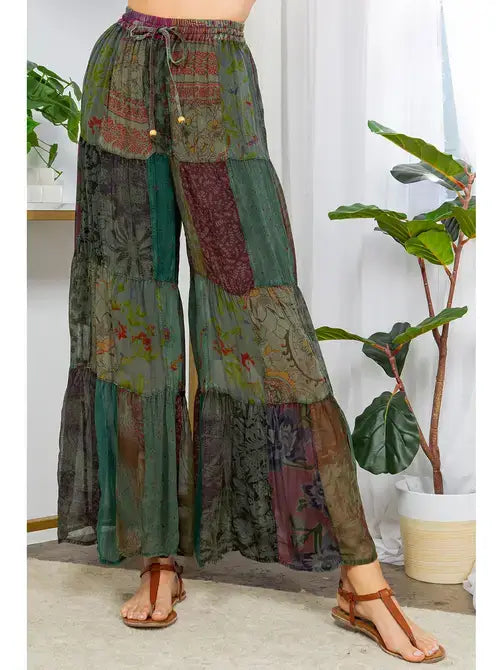 Boho Flared Patchwork Pants-Pants-Krush Kandy, Women's Online Fashion Boutique Located in Phoenix, Arizona (Scottsdale Area)