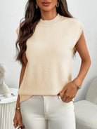 Mock Neck Cap Sleeve Knit Top-Tops-Krush Kandy, Women's Online Fashion Boutique Located in Phoenix, Arizona (Scottsdale Area)