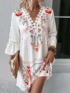 Lace Detail Printed Three-Quarter Sleeve Dress-Dresses-Krush Kandy, Women's Online Fashion Boutique Located in Phoenix, Arizona (Scottsdale Area)