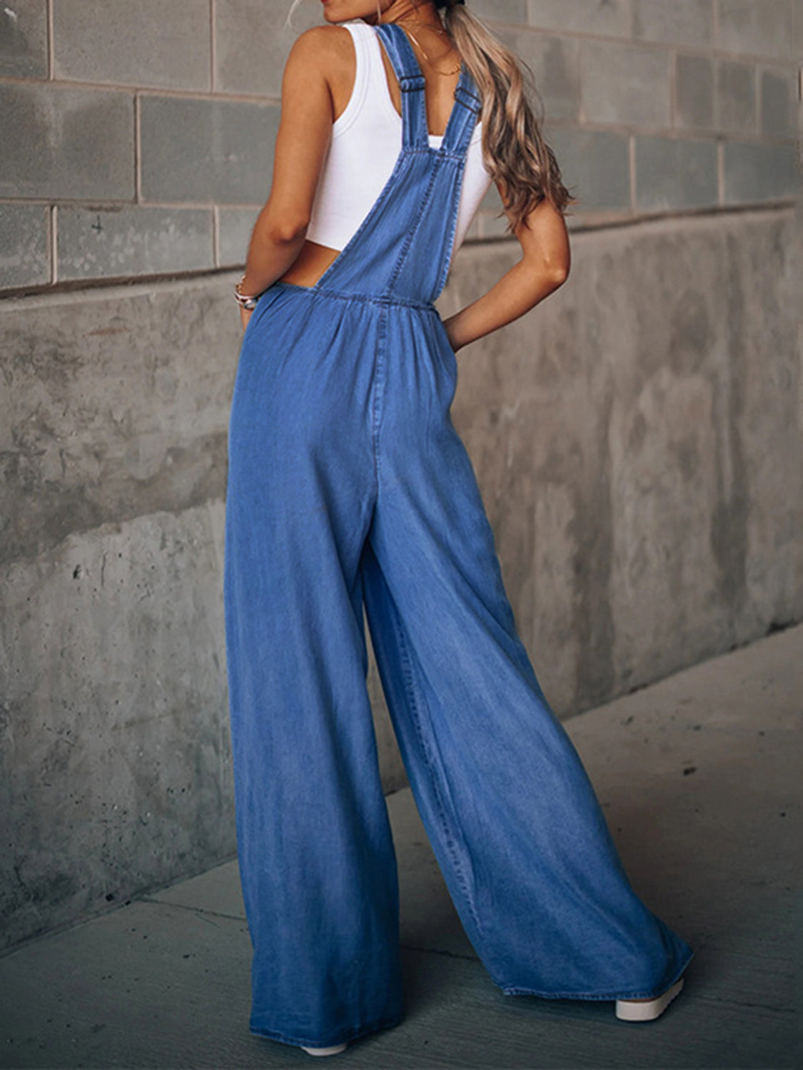 Wide Leg Denim Overalls-Jumpsuits & Rompers-Krush Kandy, Women's Online Fashion Boutique Located in Phoenix, Arizona (Scottsdale Area)