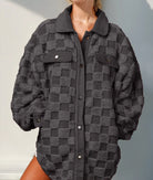 Double Take Button Up Fuzzy Checkered Shacket-Jacket-Krush Kandy, Women's Online Fashion Boutique Located in Phoenix, Arizona (Scottsdale Area)