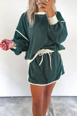 Chic Duo Contrast Pullover Skort Set | 4 Color Options-2 Piece Outfit Sets-Krush Kandy, Women's Online Fashion Boutique Located in Phoenix, Arizona (Scottsdale Area)