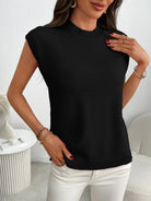 Mock Neck Cap Sleeve Knit Top-Tops-Krush Kandy, Women's Online Fashion Boutique Located in Phoenix, Arizona (Scottsdale Area)