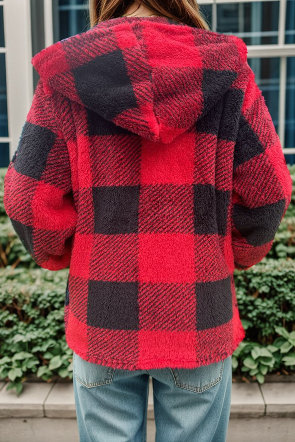 Double Take Full Size Plaid Long Sleeve Hooded Coat-Krush Kandy, Women's Online Fashion Boutique Located in Phoenix, Arizona (Scottsdale Area)