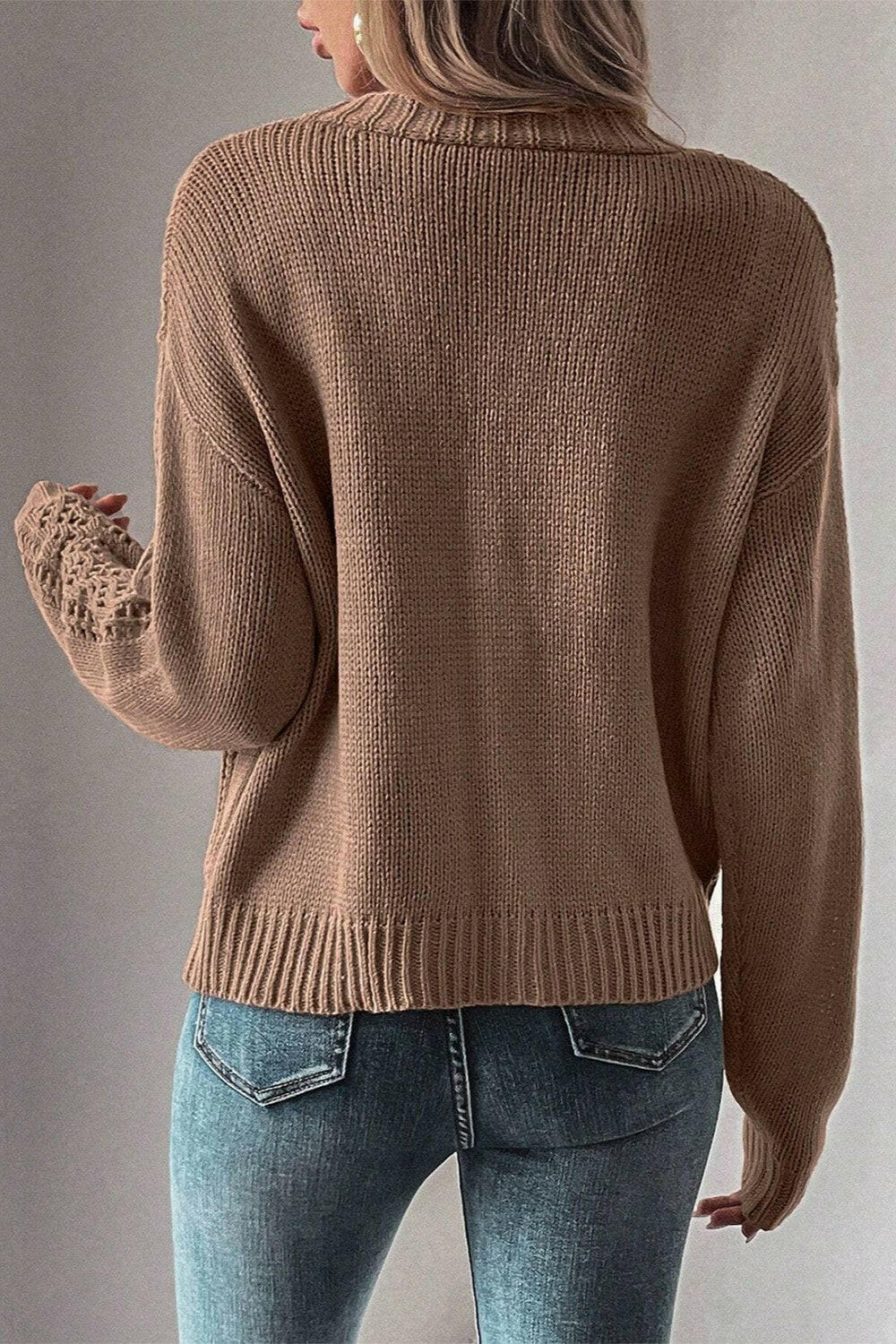 Openwork Button Up Long Sleeve Cardigan-Sweaters-Krush Kandy, Women's Online Fashion Boutique Located in Phoenix, Arizona (Scottsdale Area)