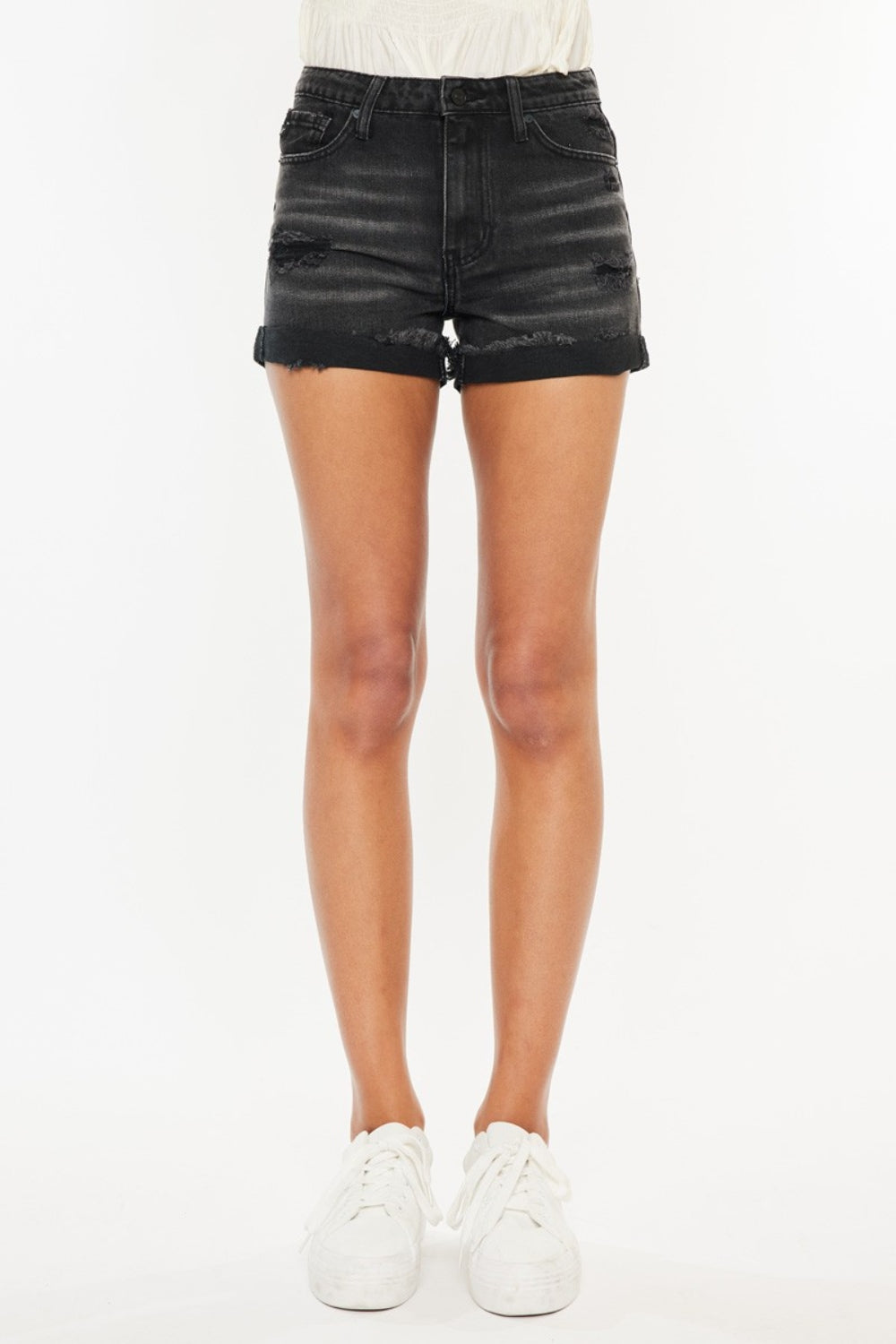 Kancan High Waist Distressed Denim Shorts-Shorts-Krush Kandy, Women's Online Fashion Boutique Located in Phoenix, Arizona (Scottsdale Area)