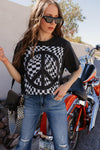 Checkered Peace Graphic Tee-Graphic Tees-Krush Kandy, Women's Online Fashion Boutique Located in Phoenix, Arizona (Scottsdale Area)