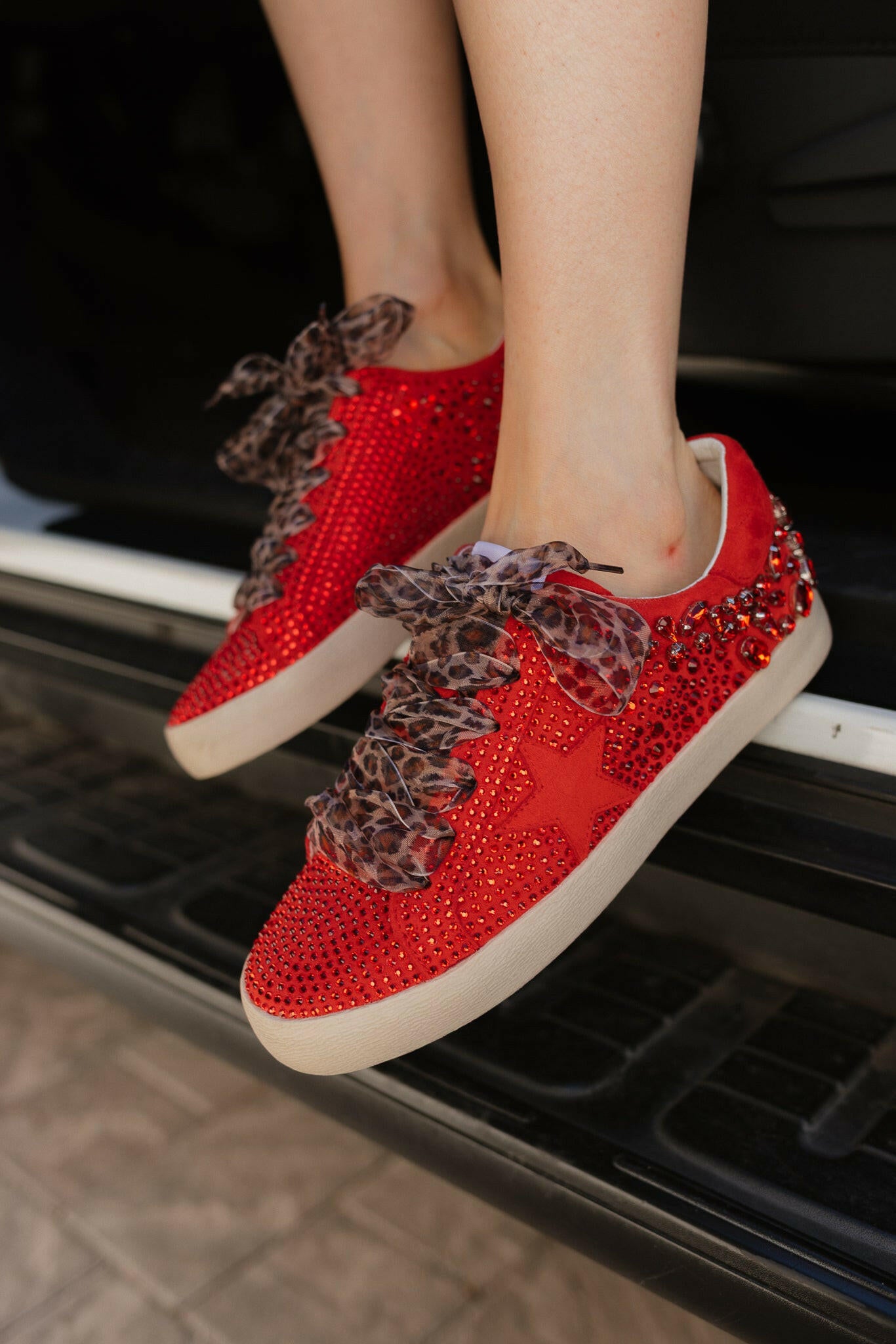 Red Glam Rhinestone Star Sneaker-Sneakers-Krush Kandy, Women's Online Fashion Boutique Located in Phoenix, Arizona (Scottsdale Area)