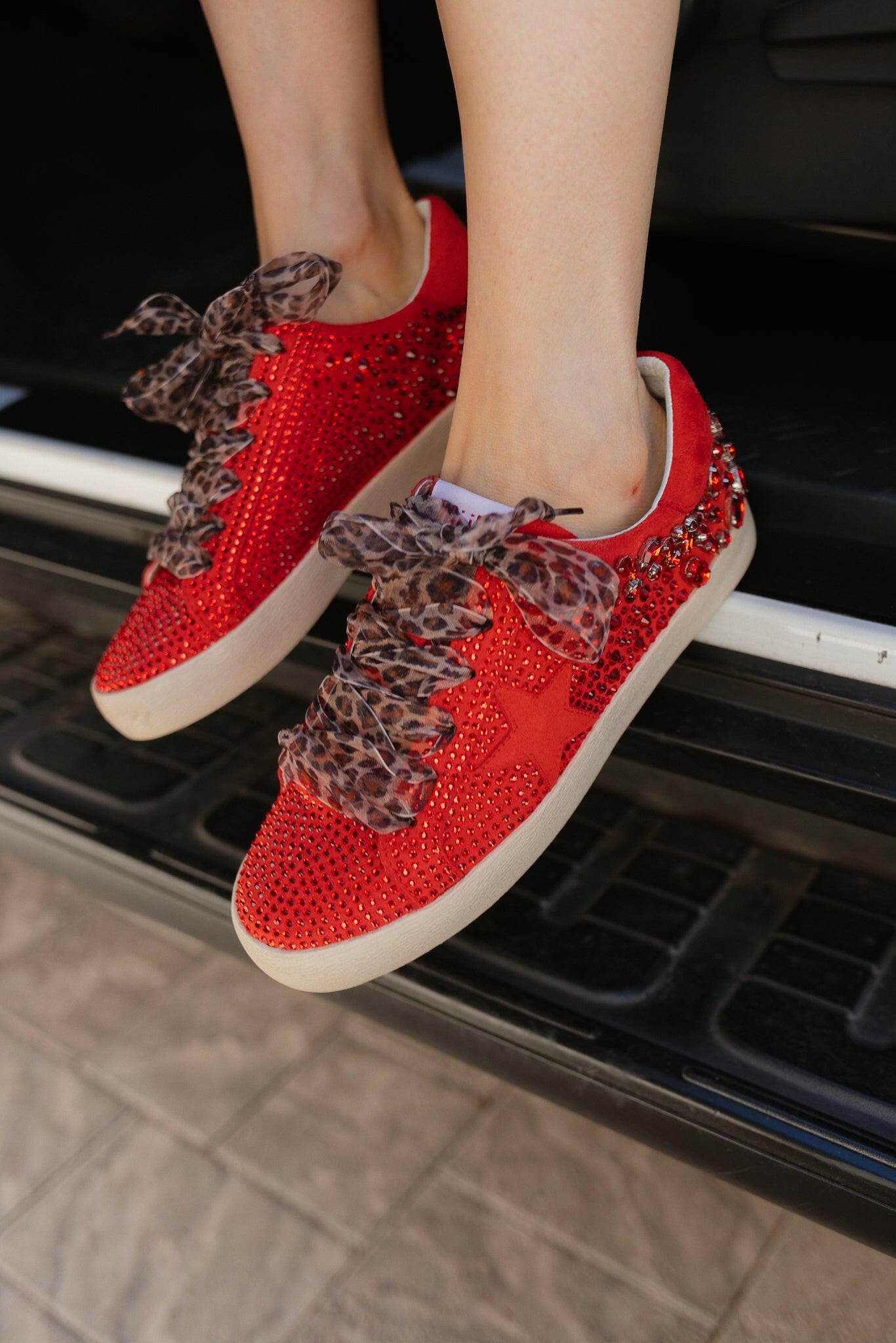 Red Glam Rhinestone Star Sneaker-Sneakers-Krush Kandy, Women's Online Fashion Boutique Located in Phoenix, Arizona (Scottsdale Area)