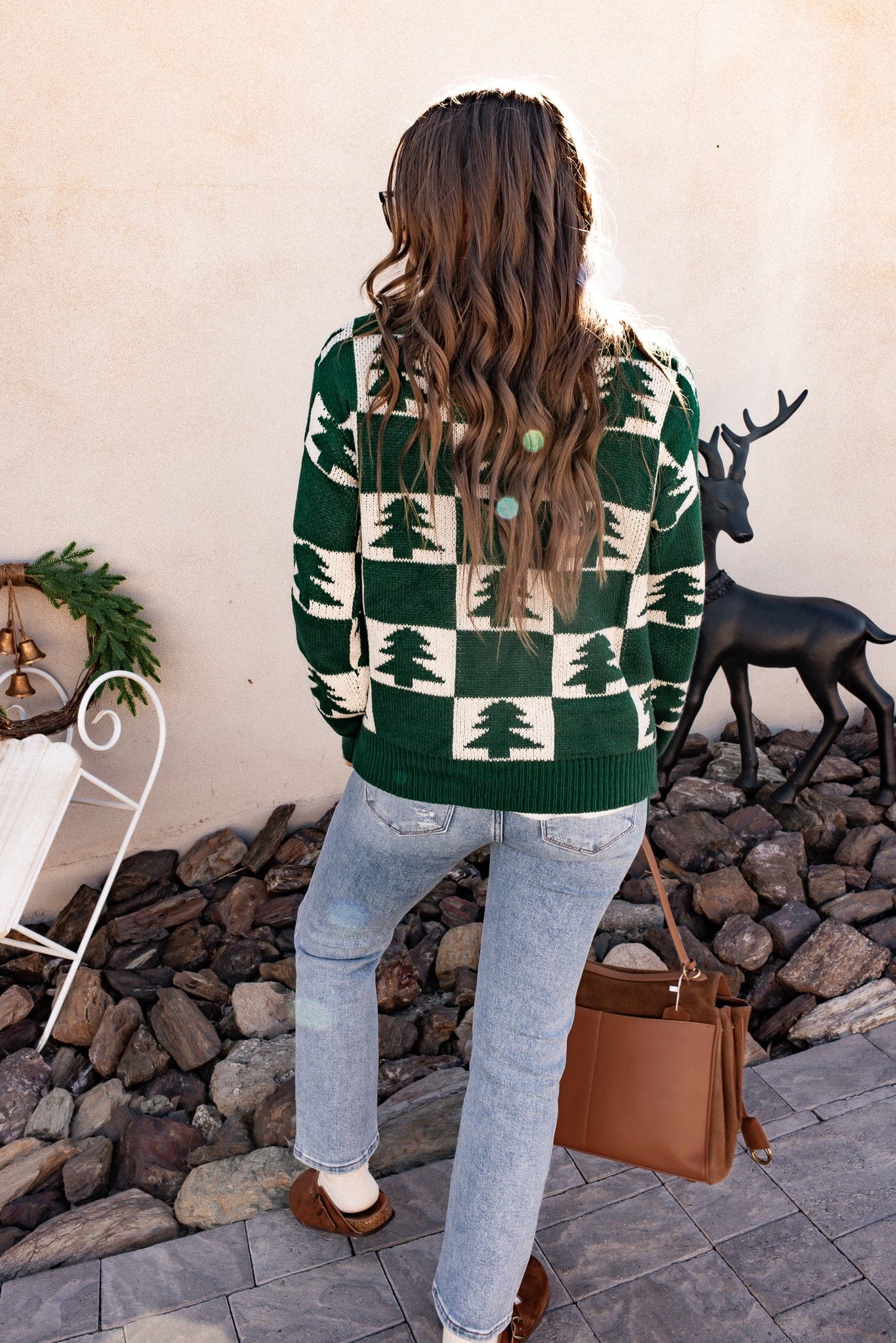 Holiday Pines Checkered Long Sleeve Sweater-Sweaters-Krush Kandy, Women's Online Fashion Boutique Located in Phoenix, Arizona (Scottsdale Area)