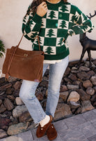 Holiday Pines Checkered Long Sleeve Sweater-Sweaters-Krush Kandy, Women's Online Fashion Boutique Located in Phoenix, Arizona (Scottsdale Area)