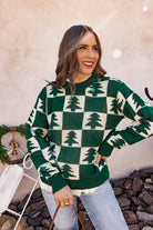 Holiday Pines Checkered Long Sleeve Sweater-Sweaters-Krush Kandy, Women's Online Fashion Boutique Located in Phoenix, Arizona (Scottsdale Area)