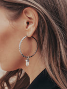 Krush Kouture: Hammered Hoop Earrings with Pendant-Hoop Earrings-Krush Kandy, Women's Online Fashion Boutique Located in Phoenix, Arizona (Scottsdale Area)