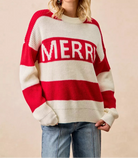BiBi Christmas Merry Lettering Sweater-Sweater-Krush Kandy, Women's Online Fashion Boutique Located in Phoenix, Arizona (Scottsdale Area)