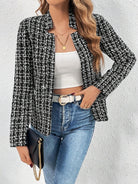 Plaid Open Front Long Sleeve Jacket-Krush Kandy, Women's Online Fashion Boutique Located in Phoenix, Arizona (Scottsdale Area)