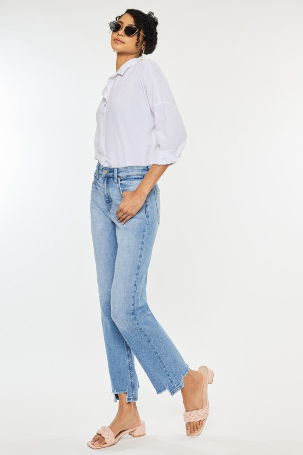 Kancan High Waist Raw Hem Straight Jeans-Krush Kandy, Women's Online Fashion Boutique Located in Phoenix, Arizona (Scottsdale Area)