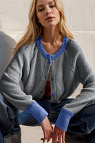 Ribbed Contrast Button Up Sweater-Tops-Krush Kandy, Women's Online Fashion Boutique Located in Phoenix, Arizona (Scottsdale Area)