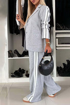 Full Size Contrast Lapel Collar Top and Pants Set-Loungewear-Krush Kandy, Women's Online Fashion Boutique Located in Phoenix, Arizona (Scottsdale Area)