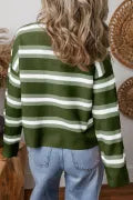 Stripe Drop Shoulder Buttons Cardigan Sweater-Sweater-Krush Kandy, Women's Online Fashion Boutique Located in Phoenix, Arizona (Scottsdale Area)