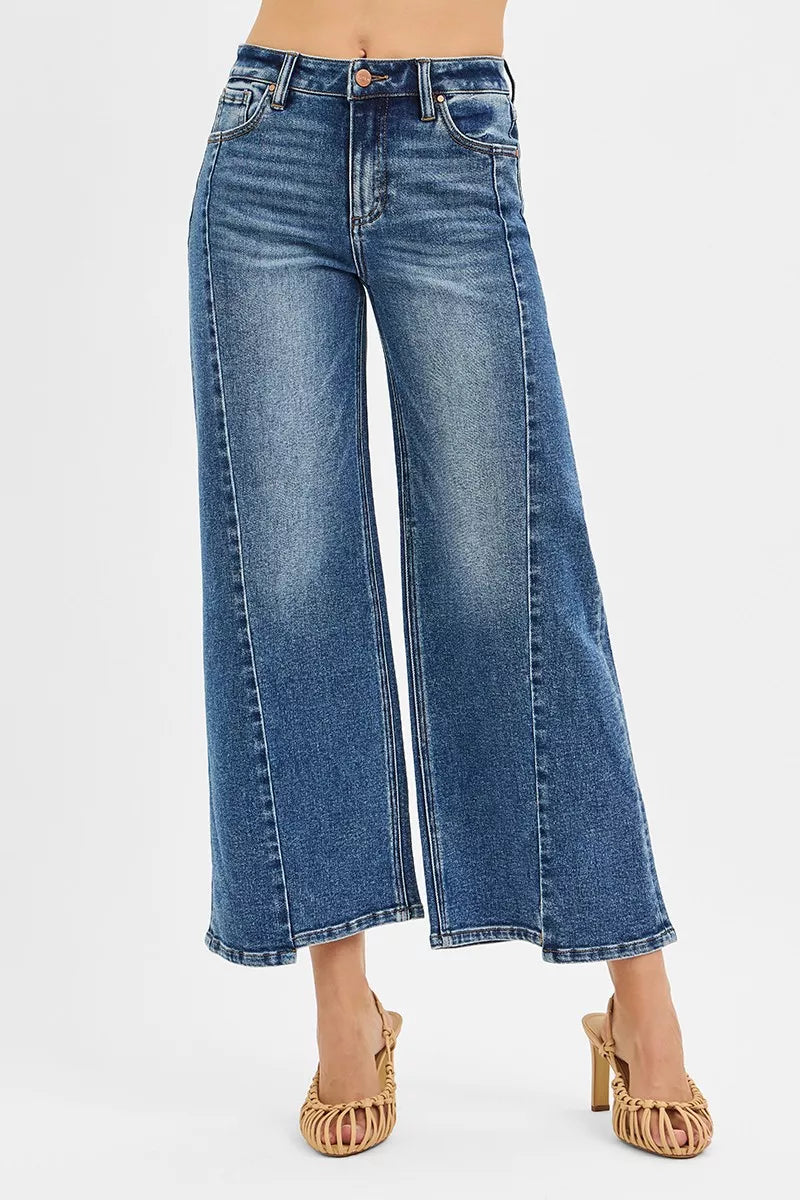 RISEN High Rise Crop Wide Leg Jeans with Step Hem-Jeans-Krush Kandy, Women's Online Fashion Boutique Located in Phoenix, Arizona (Scottsdale Area)