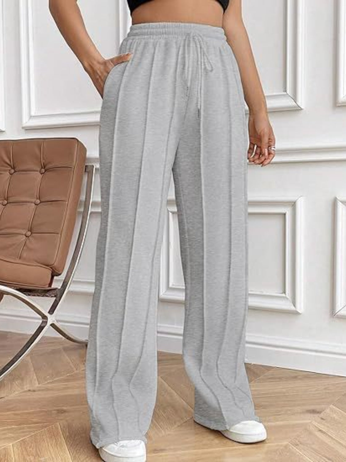 Drawstring Wide Leg Pants with Pockets-Pants-Krush Kandy, Women's Online Fashion Boutique Located in Phoenix, Arizona (Scottsdale Area)