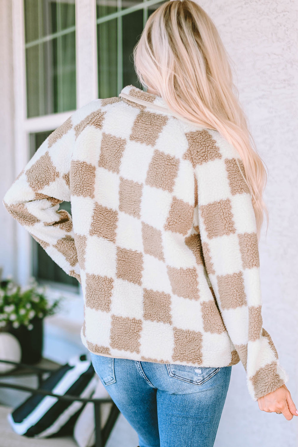 Checkered Snap Down Long Sleeve Jacket-Krush Kandy, Women's Online Fashion Boutique Located in Phoenix, Arizona (Scottsdale Area)