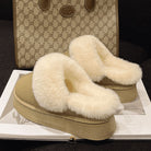 Suede Faux Fur Round Toe Platform Slippers-Krush Kandy, Women's Online Fashion Boutique Located in Phoenix, Arizona (Scottsdale Area)